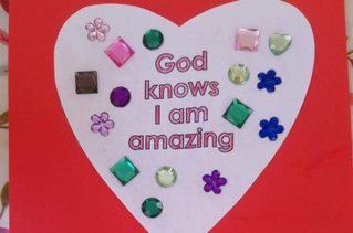 Heart with words "God knows I am amazing"