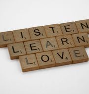 Scrabble letters - Listen, Learn, Love